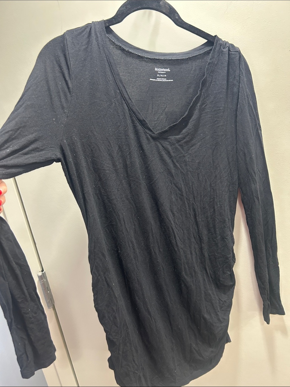 Maternity Black & Blue Long Sleeve V-Neck Nursing Tops